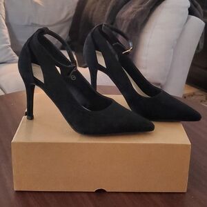 Black Faux Suade Heels